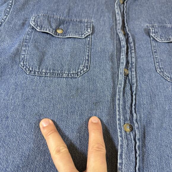 Vintage Wrangler Workwear Western Chambray Denim Oversized Shirt - Blue Mns M - Picture 9 of 9